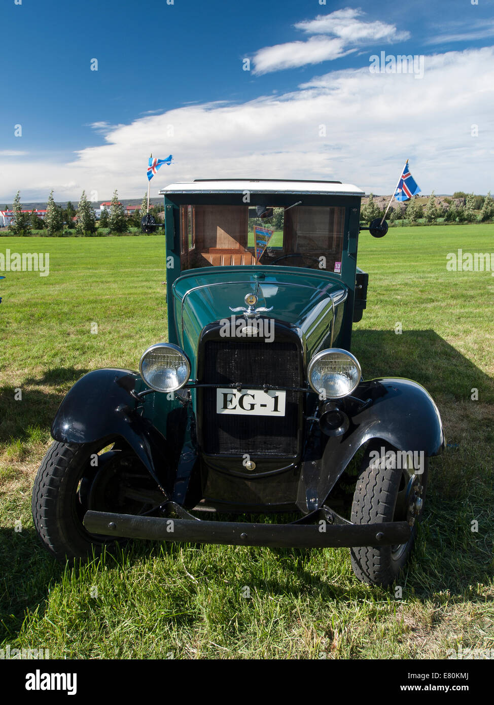 Exhibition of old cars and trucks in Egilsstadir, Iceland, Europe Stock Photo