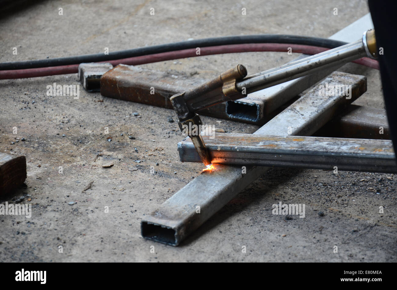 Gas Welding Steel Stock Photo Alamy