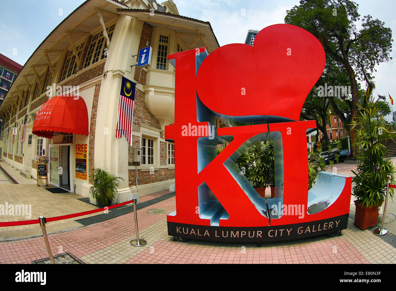 Red heart in the I love KL ststue outside the Kuala Lumpur City Gallery in Kuala Lumpur, Malaysia Stock Photo