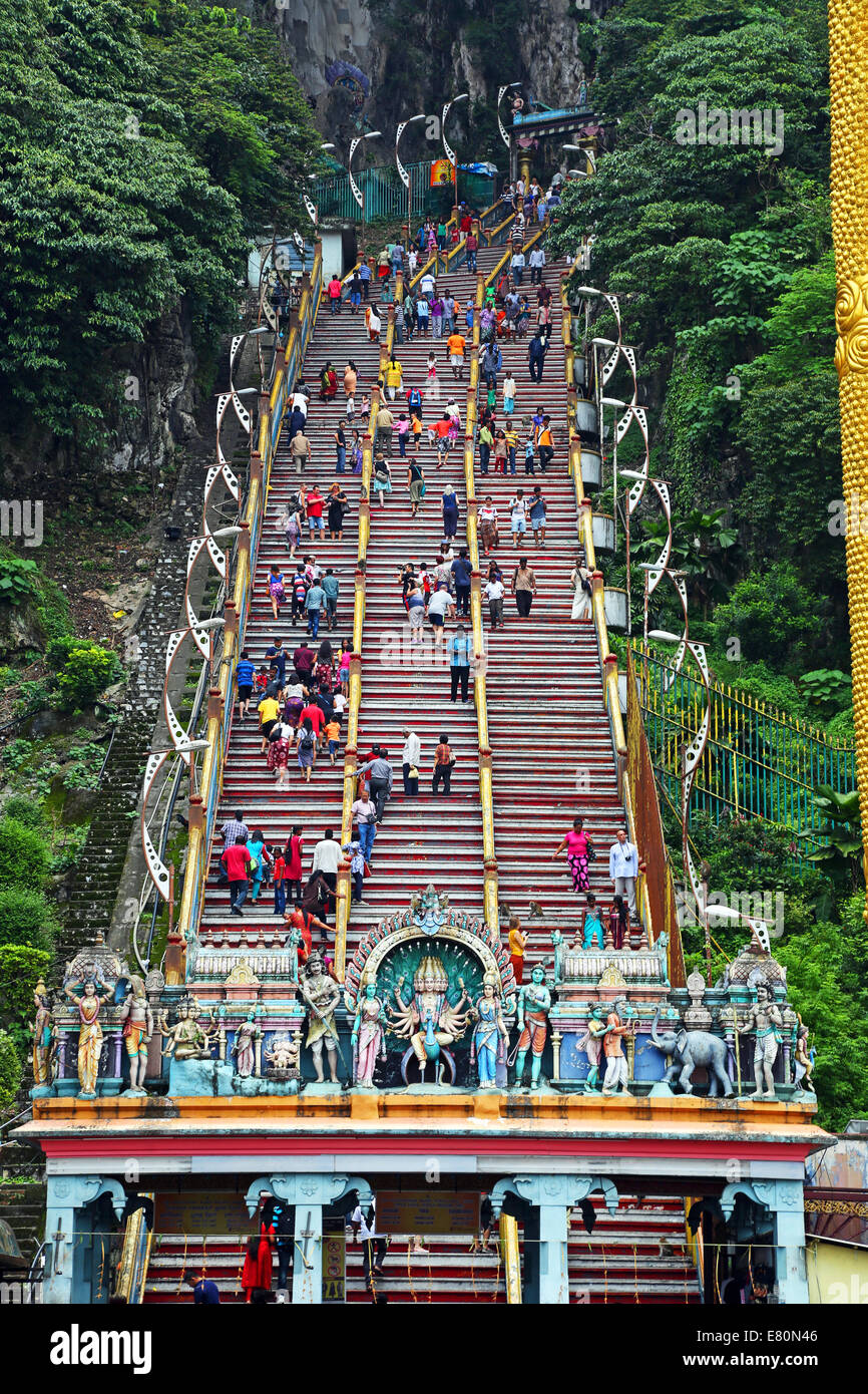Stairs leading up to the Batu Caves, a Hindu shrine in Kuala Lumpur, Malaysia Stock Photo