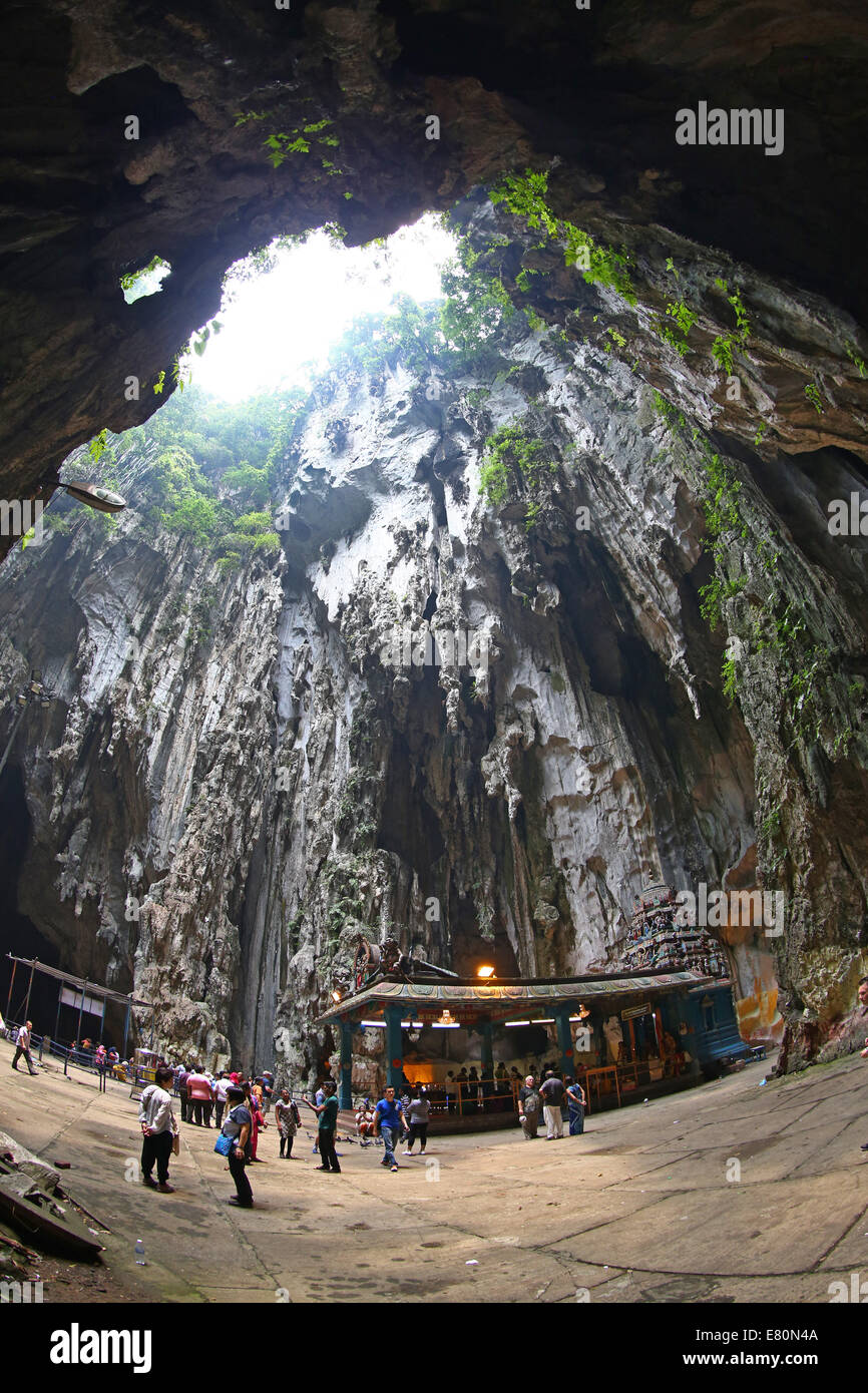 The Cathedral or Temple Cave at the Batu Caves, a Hindu shrine in Kuala Lumpur, Malaysia Stock Photo