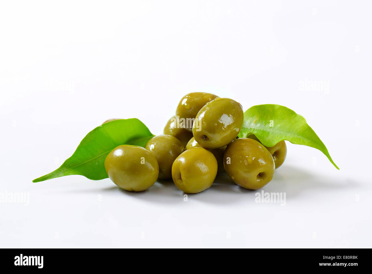 Unpitted brine cured green olives Stock Photo Alamy