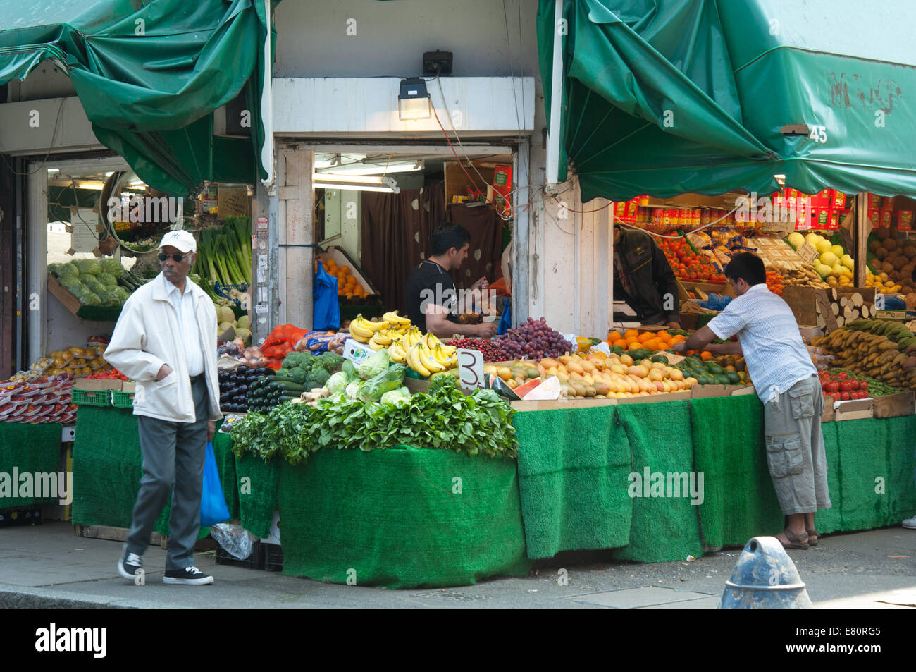 Fruit & Vegetable stall, Brixton, London. England. Stock Photo