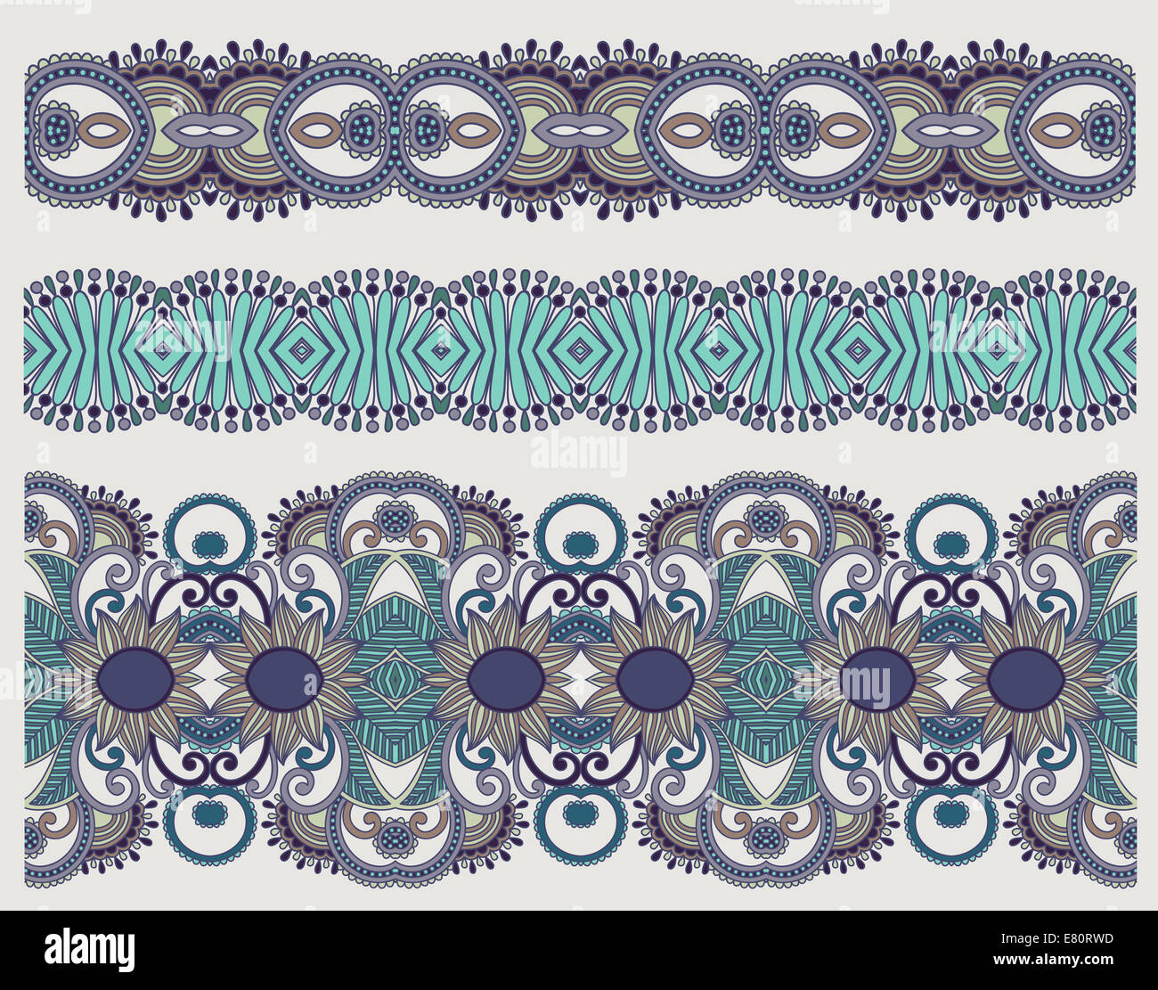 collection of seamless ornamental floral stripes Stock Photo - Alamy
