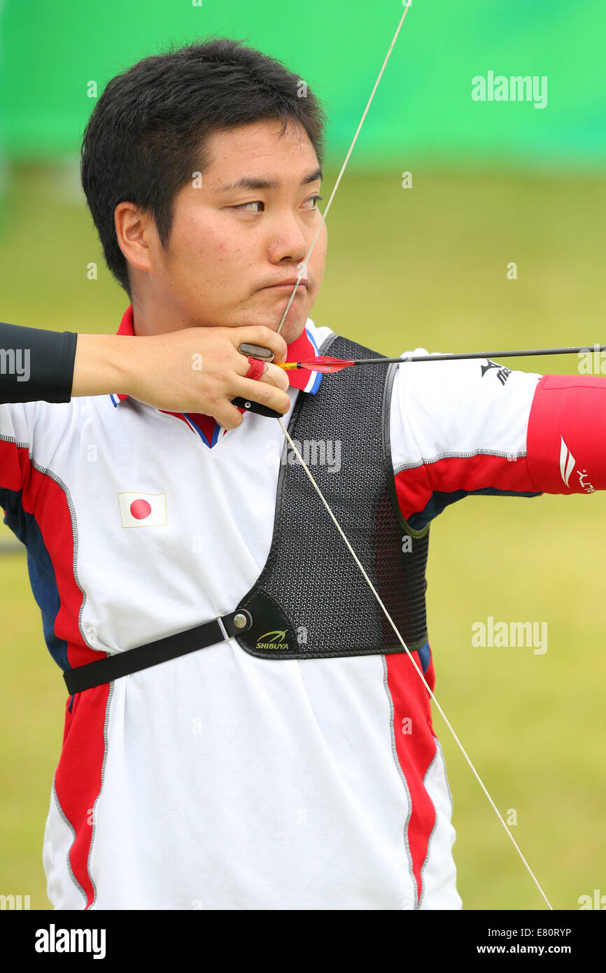 Incheon South Korea 28th Sep 2014 Hideki Kikuchi Jpn Archery Mens Recurve Team Bronze 7057