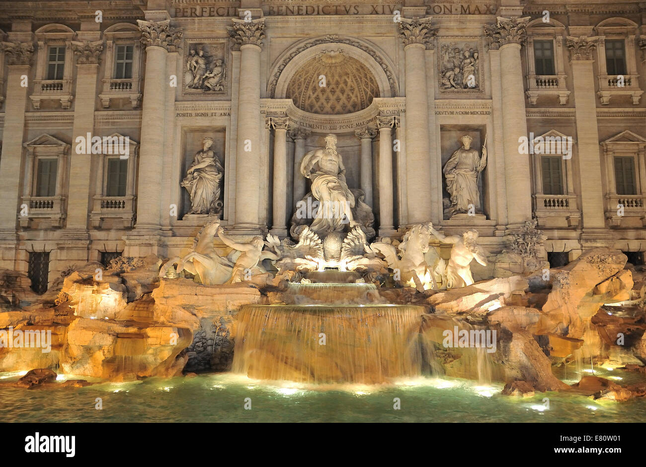 Trevi Fountain in Rome - Italy. (Fontana di Trevi) is one of the most famous landmark in Rome. Stock Photo