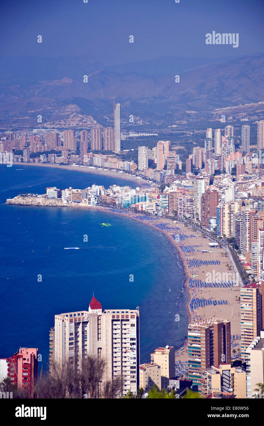 Aerial view of the bay of Benidorm Stock Photo