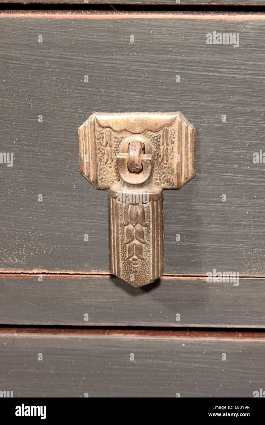 Black decoupaged vintage sheet music shabby chic bureau Stock Photo Alamy