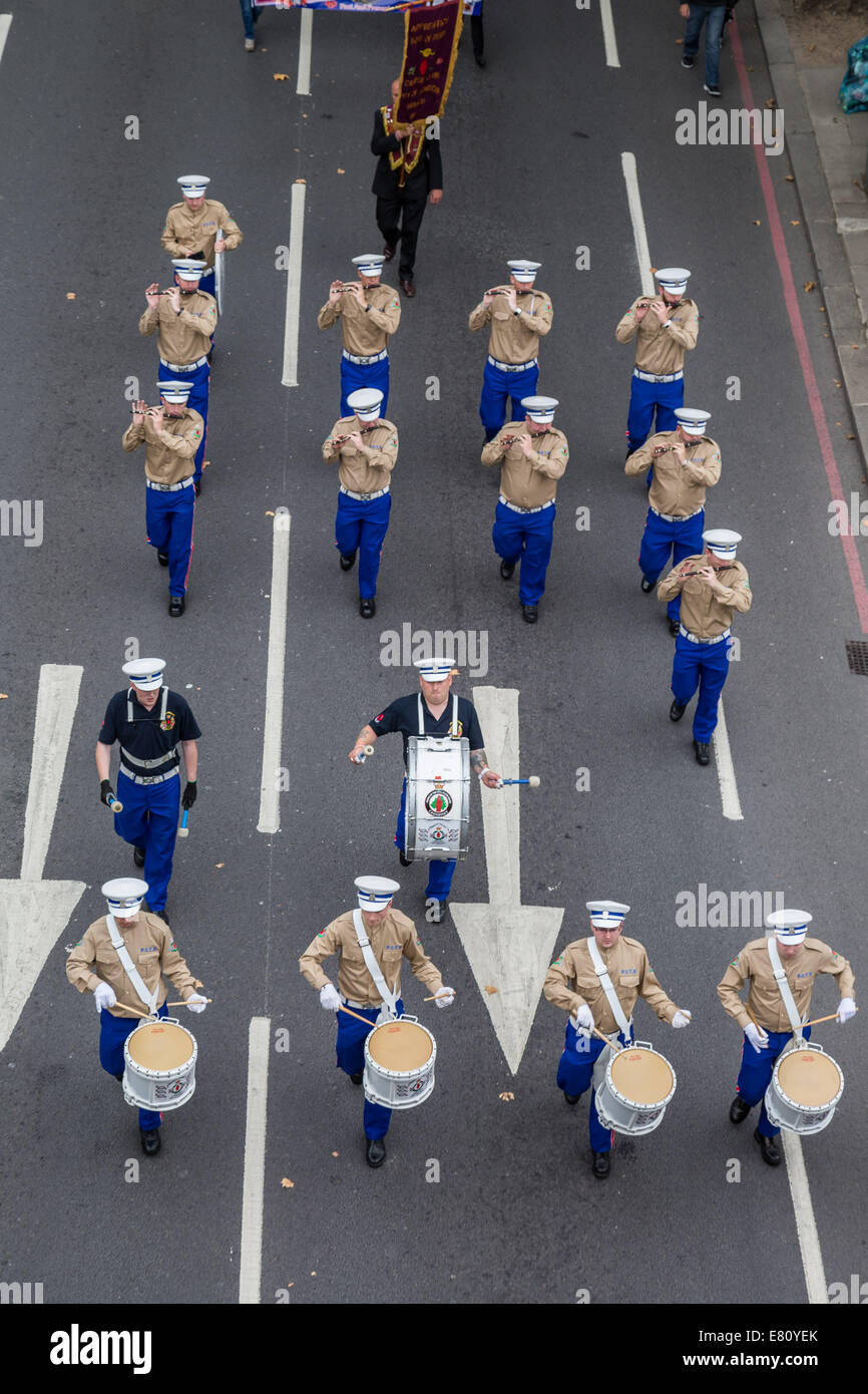 London, UK. 27th Sept, 2014.  Lord Carson memorial parade march through central London 2014 Credit:  Guy Corbishley/Alamy Live News Stock Photo