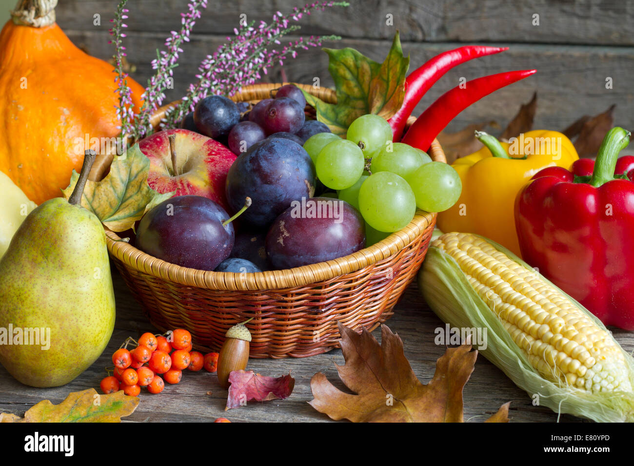 Autumn fruits and vegetables abstract still life concept Stock Photo ...