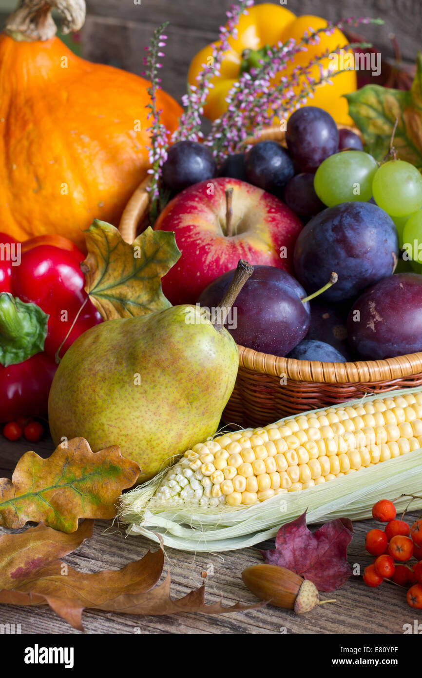 Autumn fruits and vegetables abstract still life concept Stock Photo ...