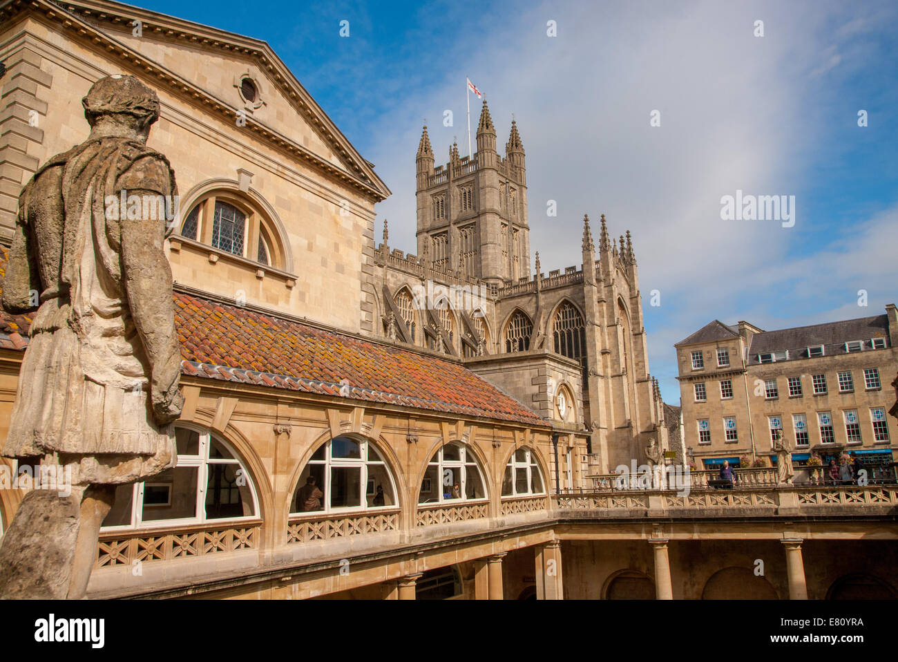The Roman Baths, the great bath, the only hot springs in the UK, Bath