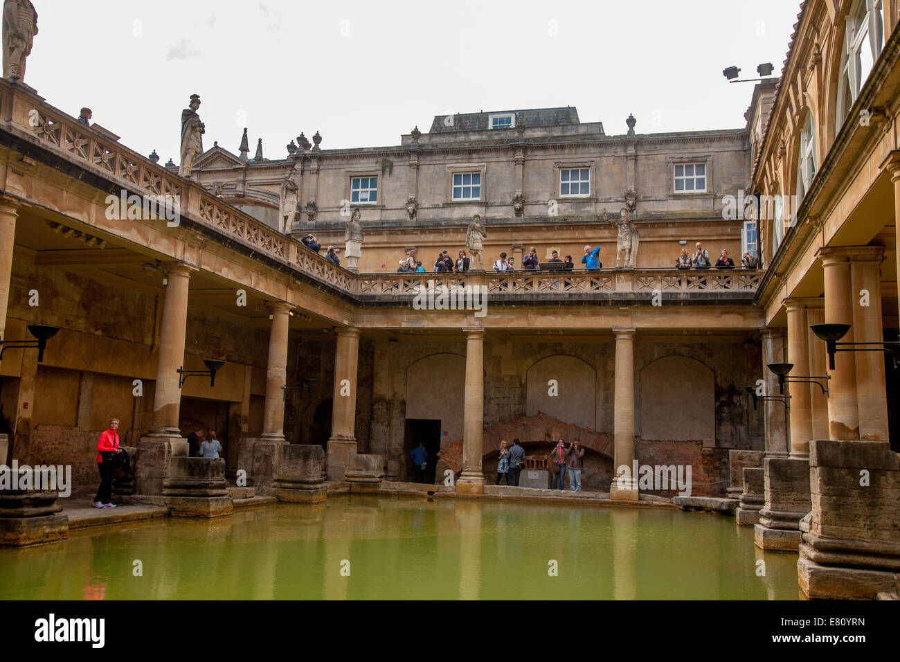 The Roman Baths, the great bath, the only hot springs in the UK, Bath