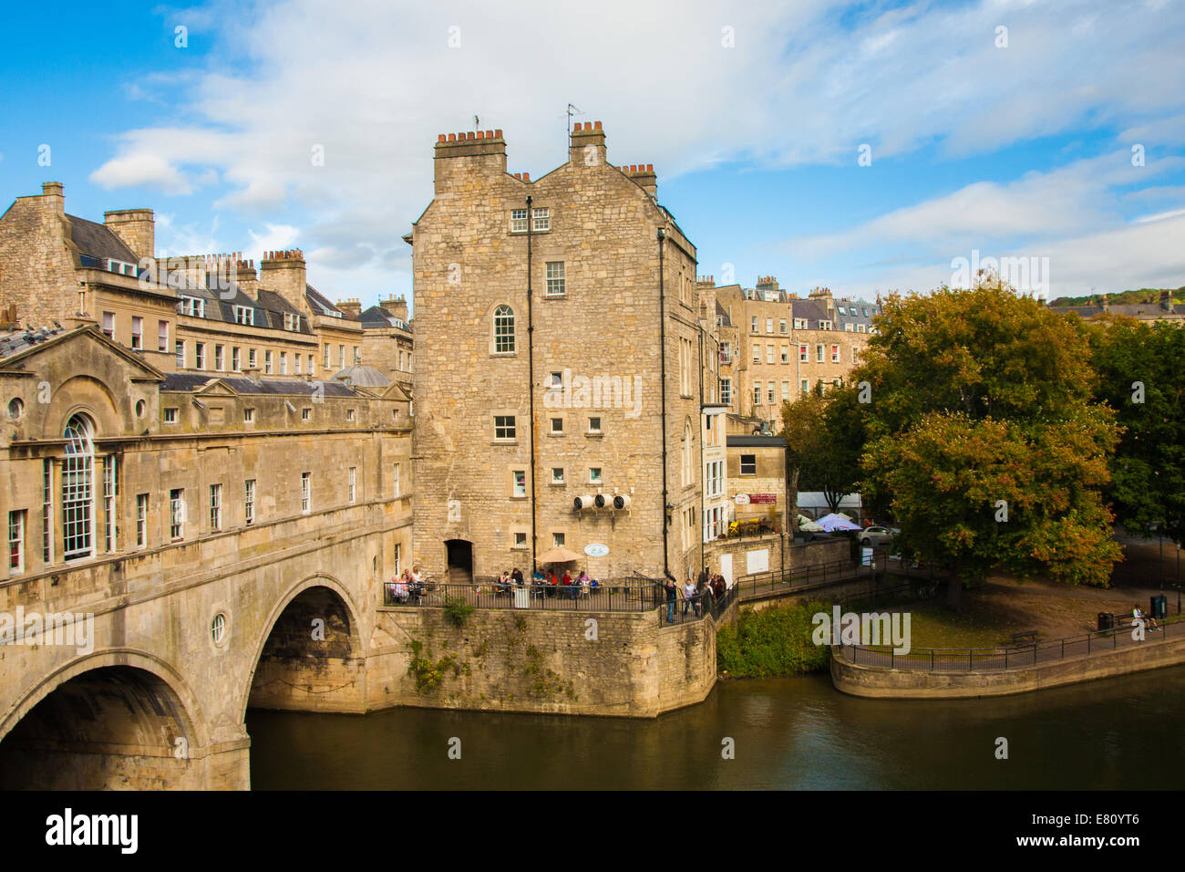 Somerset, Bath, River Avon and Pulteney Bridge Stock Photo