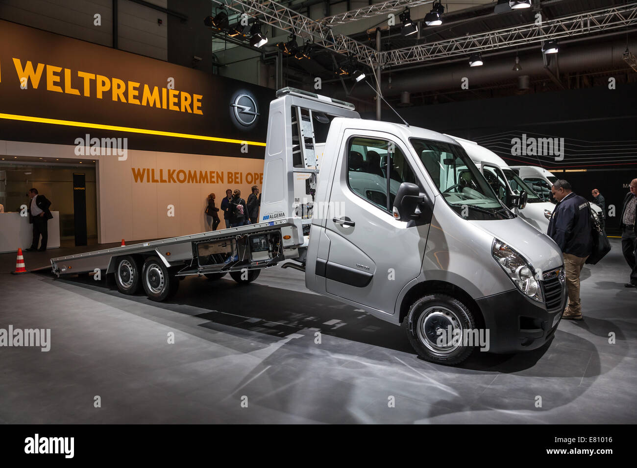 New Opel Movano tow truck at the 65th IAA Commercial Vehicles 2014 in Hannover, Germany Stock Photo