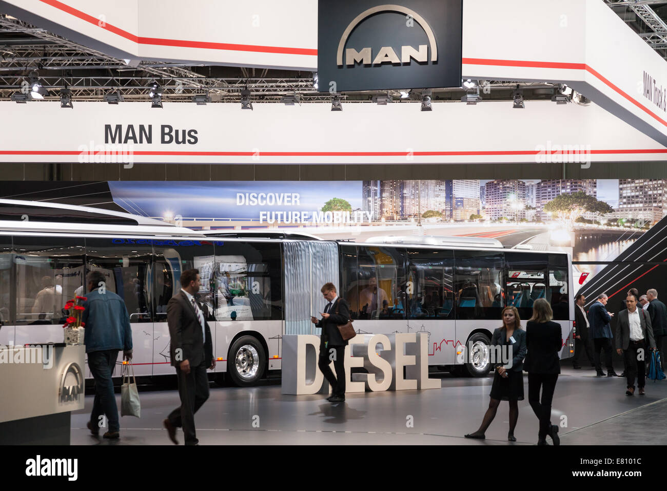 MAN Bus stand at the 65th IAA Commercial Vehicles 2014 in Hannover, Germany Stock Photo