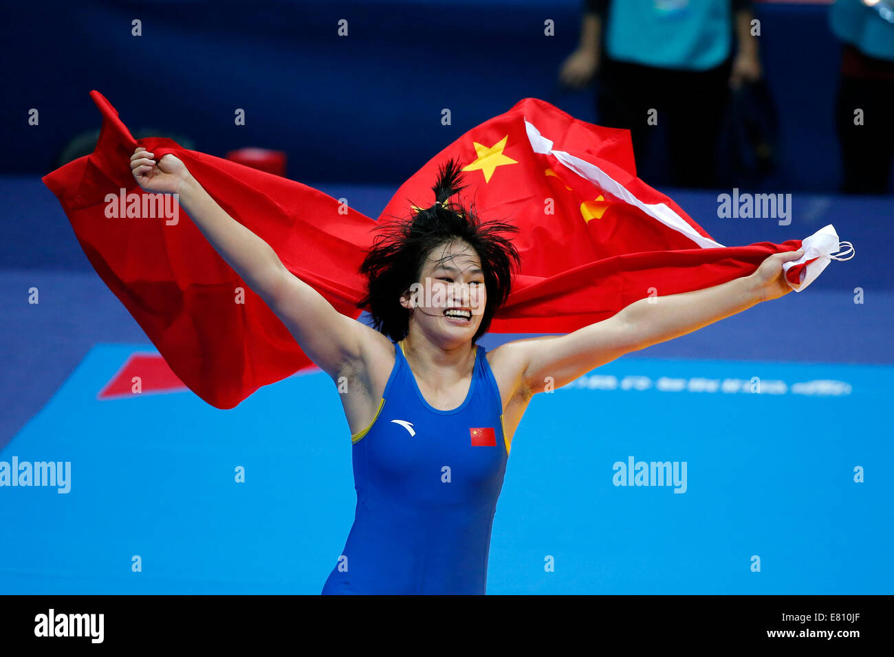 Incheon, South Korea. 28th Sep, 2014. Zhou Feng of China celebrates