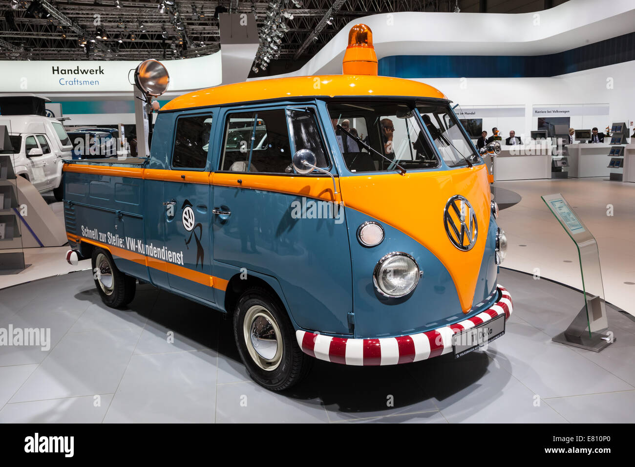 Historic VW T1 DoKa at the 65th IAA Commercial Vehicles fair 2014 in Hannover, Germany Stock Photo