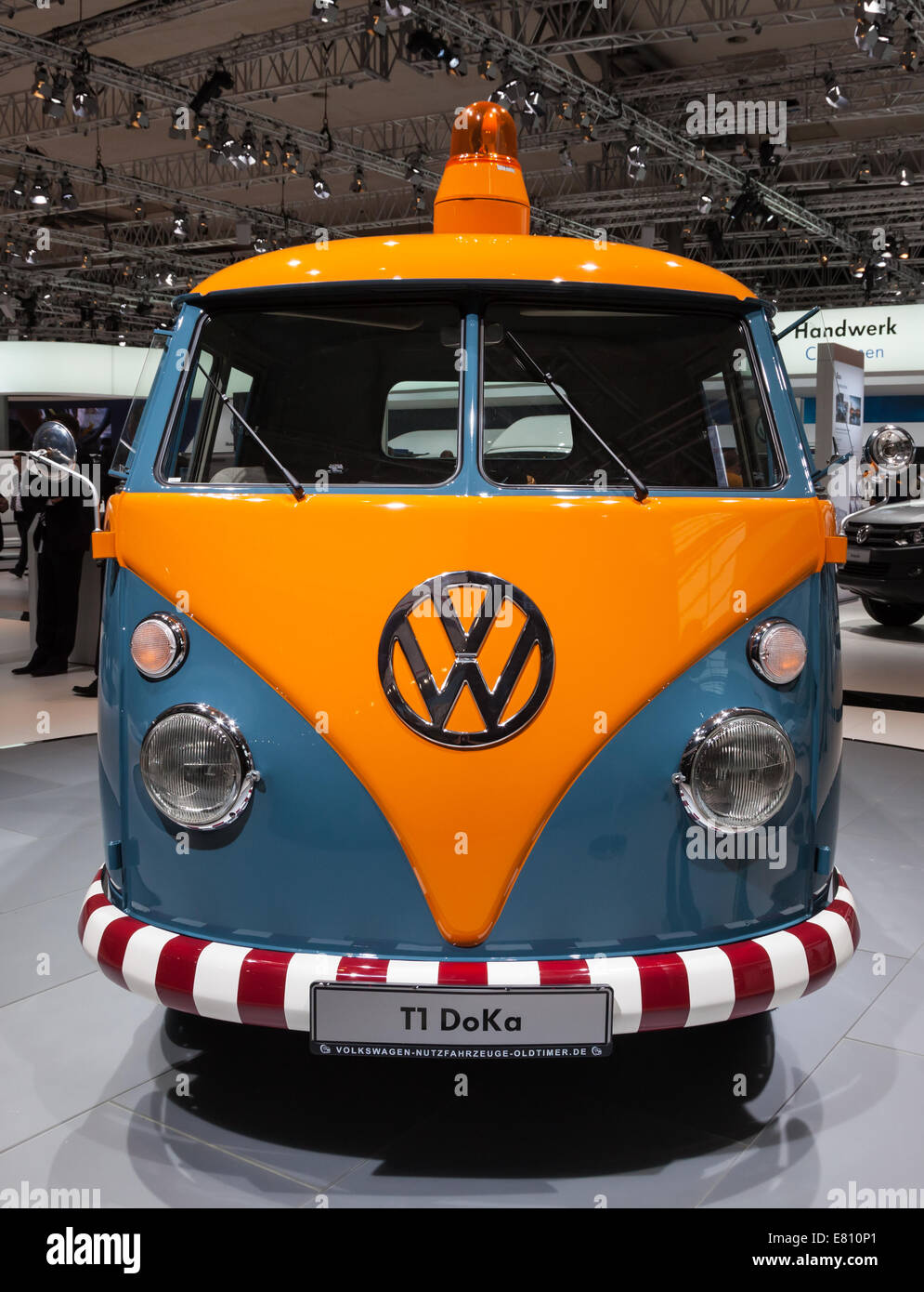 Historic VW T1 DoKa at the 65th IAA Commercial Vehicles fair 2014 in Hannover, Germany Stock Photo