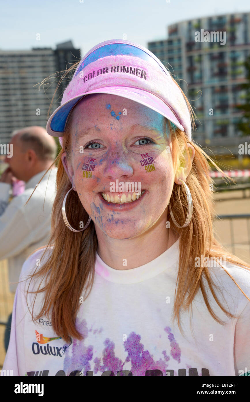 London, UK, 28th Sept, 2014. Hundreds of runners took part in the Color ...