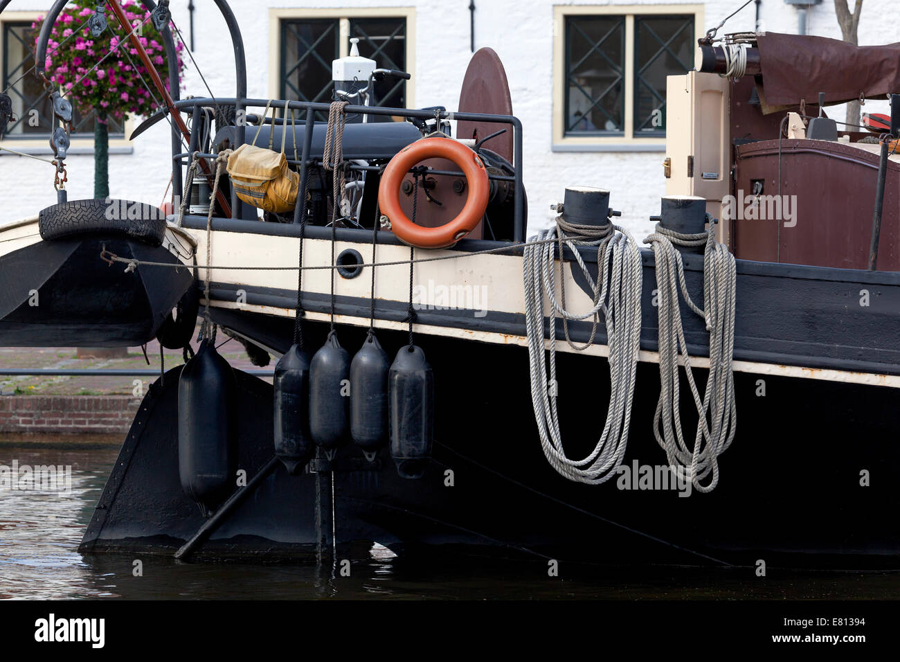 Details of a historical ship in the city of Leiden, Netherlands Stock Photo