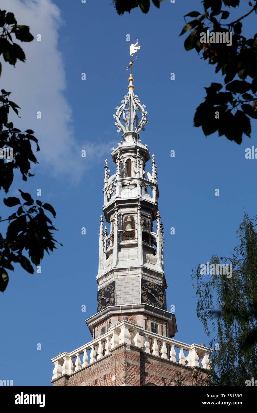 Tower of the Catholic Sint Lodewijkskerk in the city of Leiden, Netherlands Stock Photo