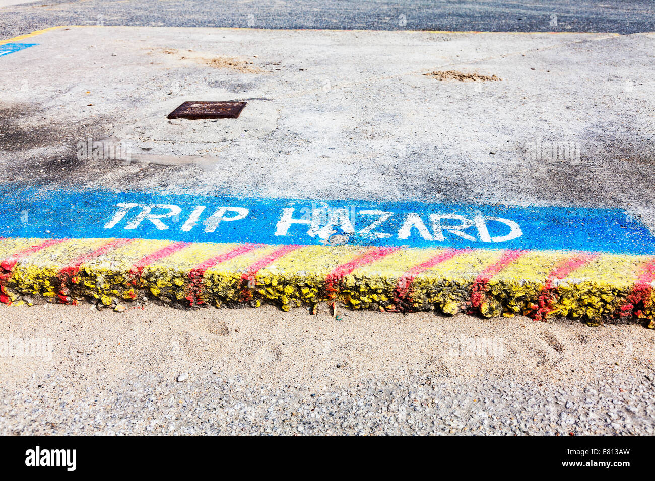 Trip hazard step words danger dangerous marked written health and