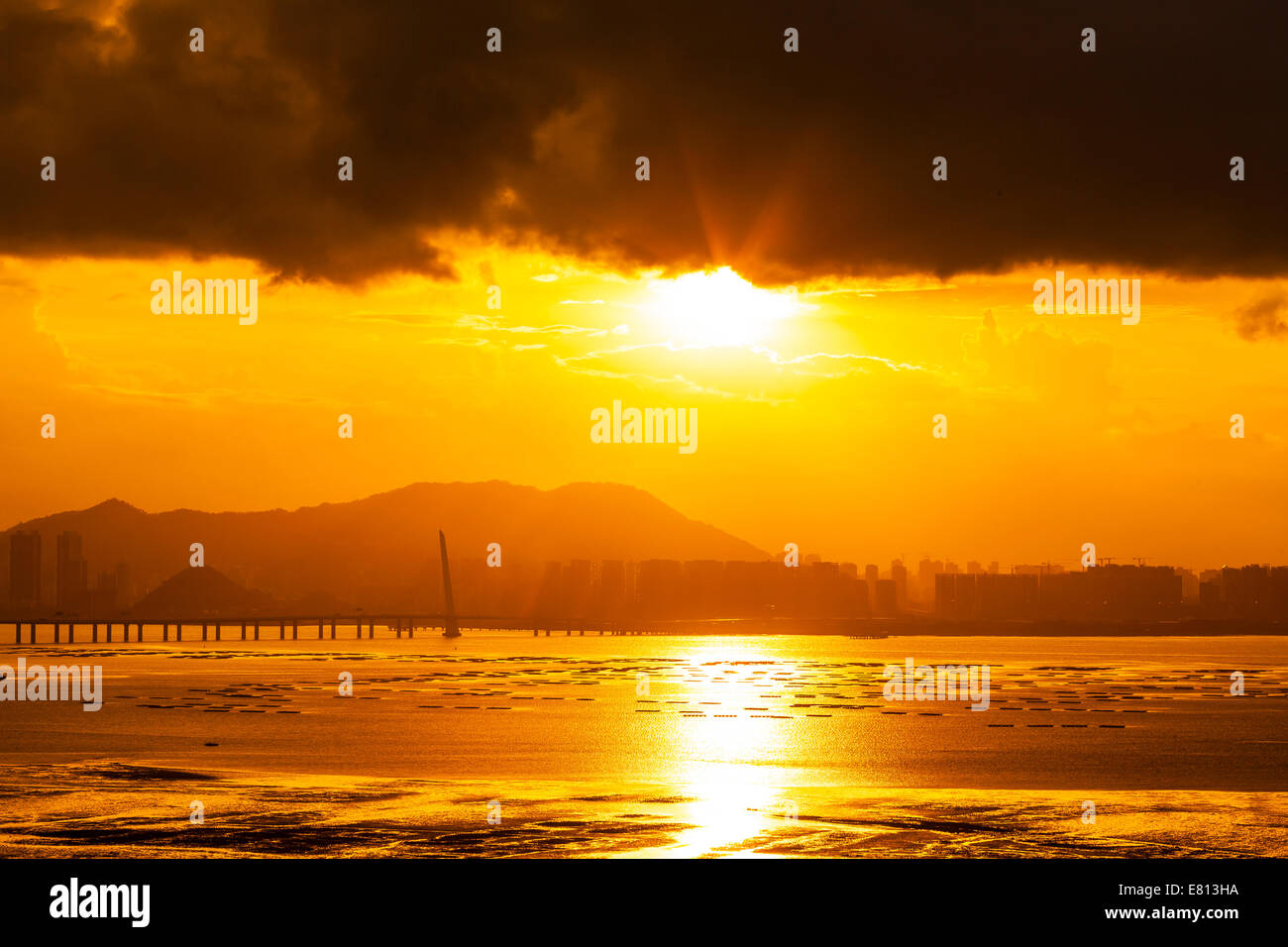 Beautiful sunset in nature at Hong Kong Stock Photo - Alamy