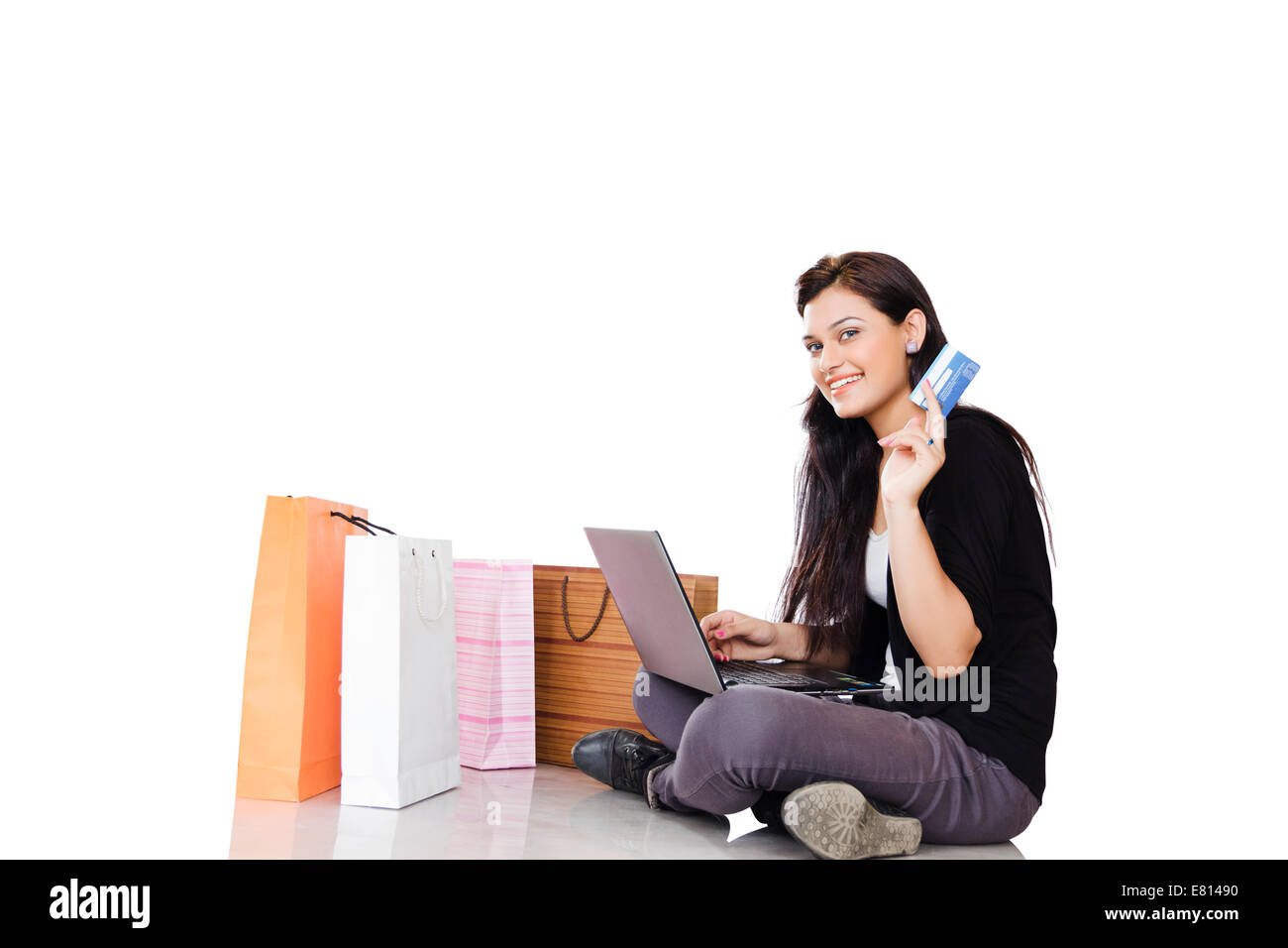 Indian beautiful ladies online shopping hi res stock photography