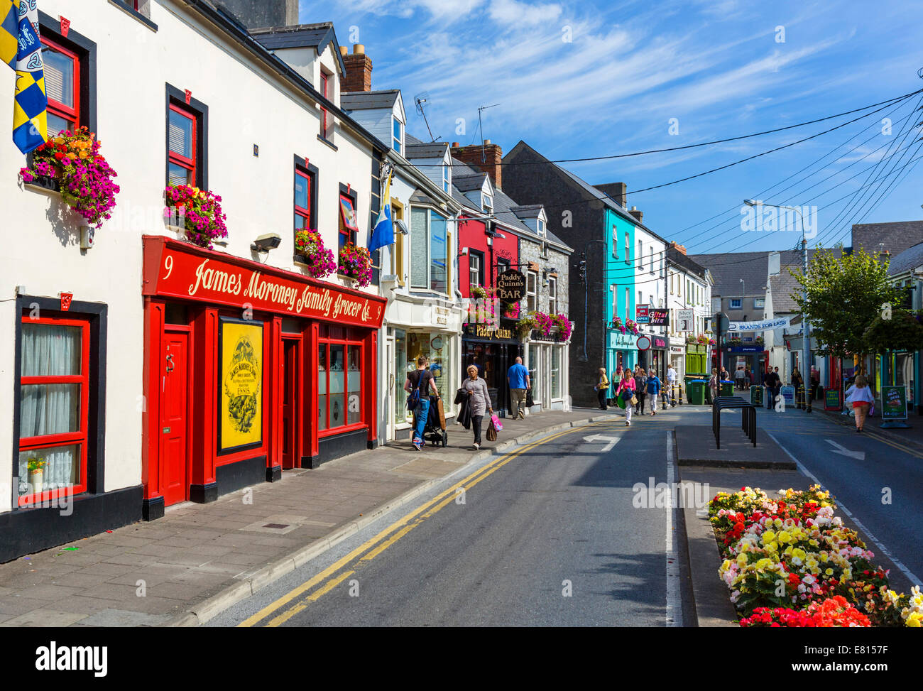 Shops and bars on Lower Market Street in the town centre, Ennis, County