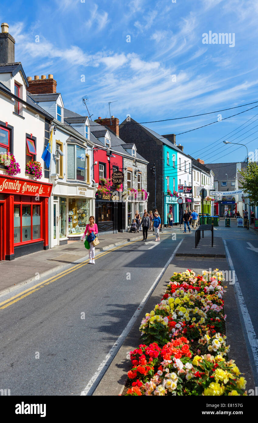 Shops and bars on Lower Market Street in the town centre, Ennis, County