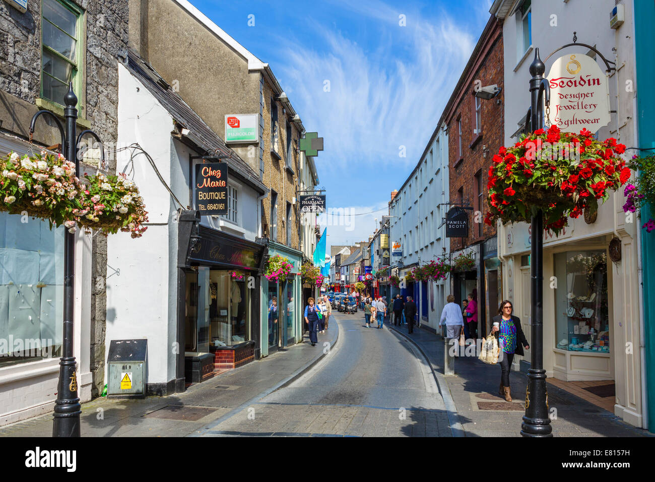 Shops on O'Connell Street in the town centre, Ennis, County Clare