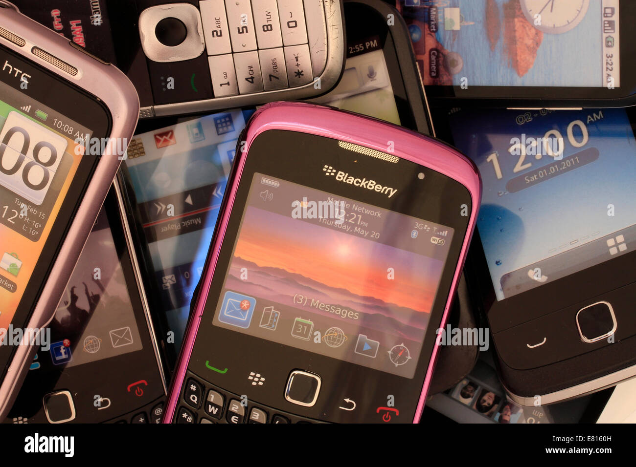 Used mobile phones Stock Photo Alamy