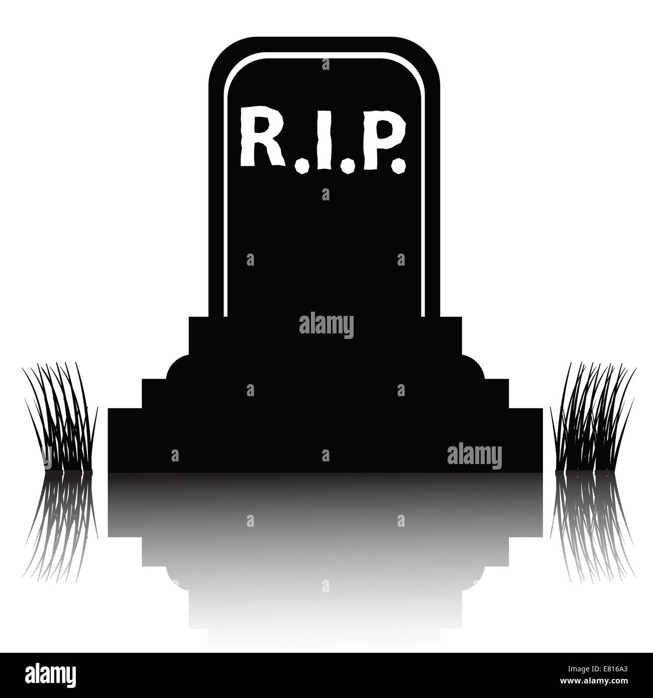 illustration with  black gravestone detailed silhouette  on a white background Stock Photo