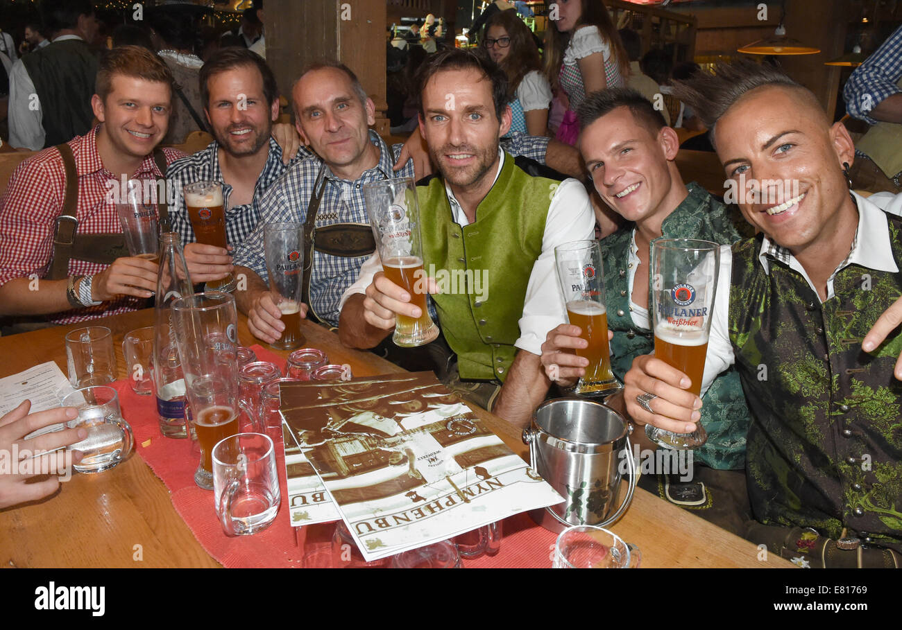 Former ski jumper Sven Hannawald (3rd from R) poses with his friends ...