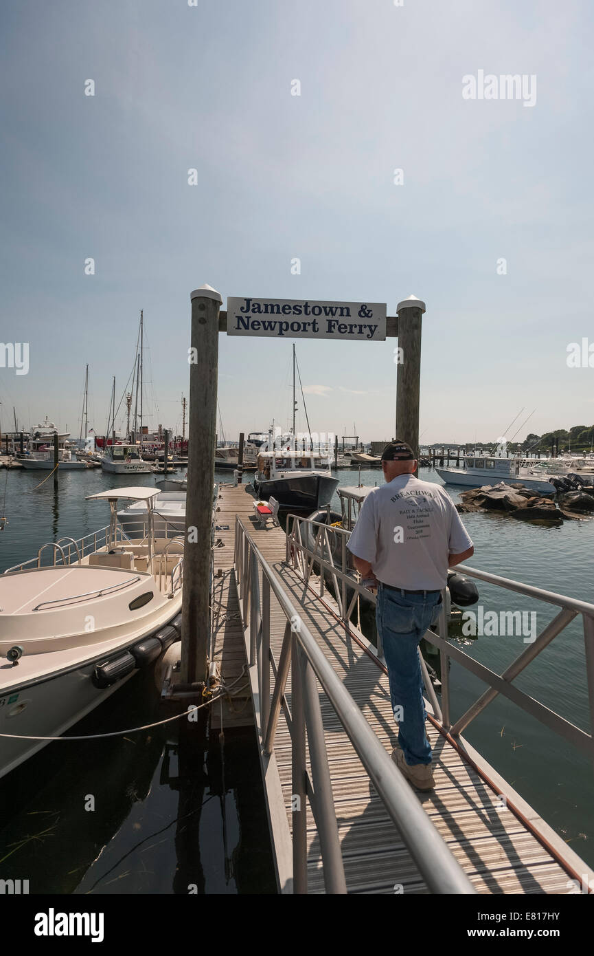 Man heading for the Jamestown and Newport Rhode Island Ferry in