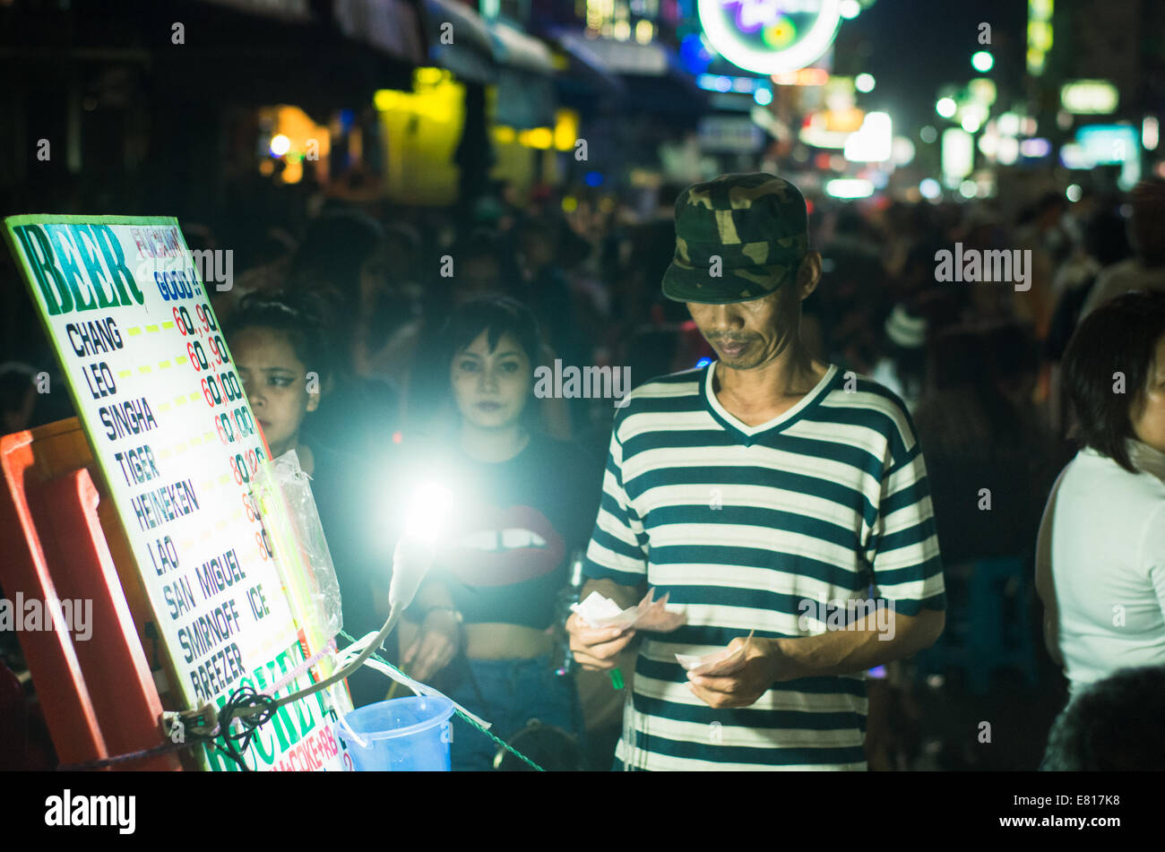 halloween party in Khaosan Road of Bangkok, with many backpackers staying. Stock Photo