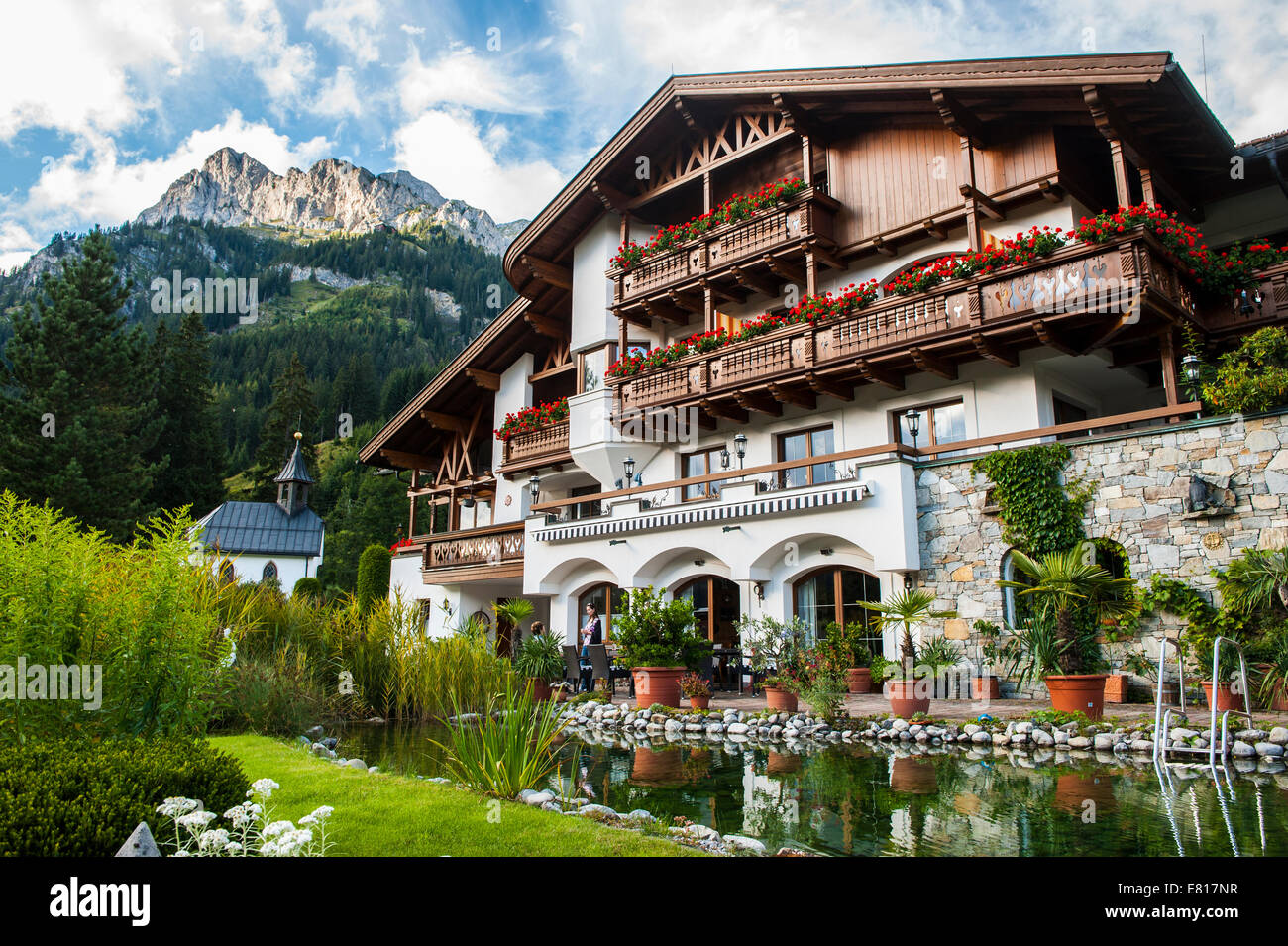 A scene from high in the Austrian Alps in summertime in the winter