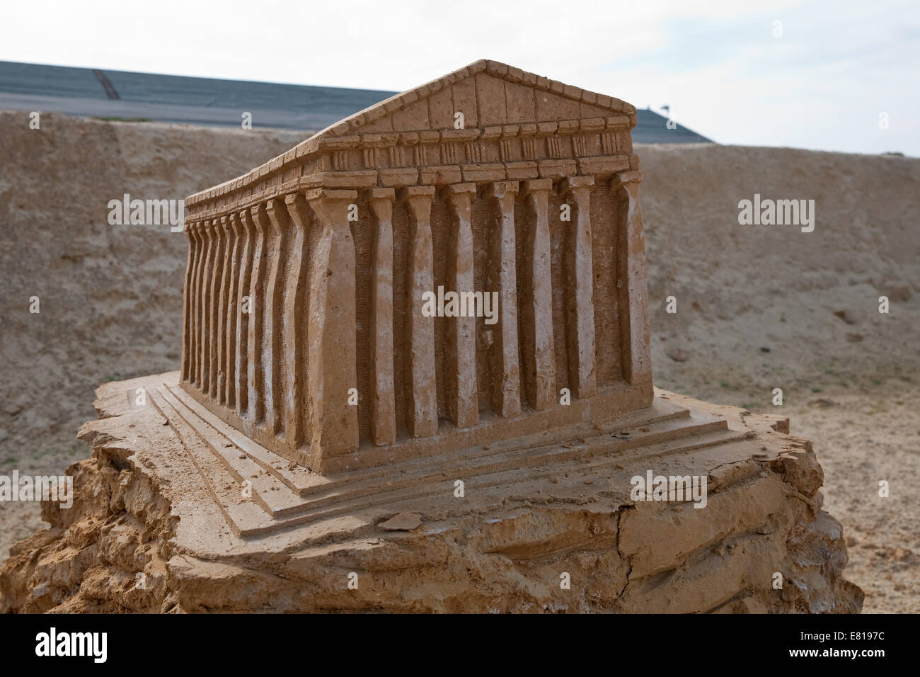 The Parthenon in Greece on display at the Sand Sculpture festival in Brighton Stock Photo