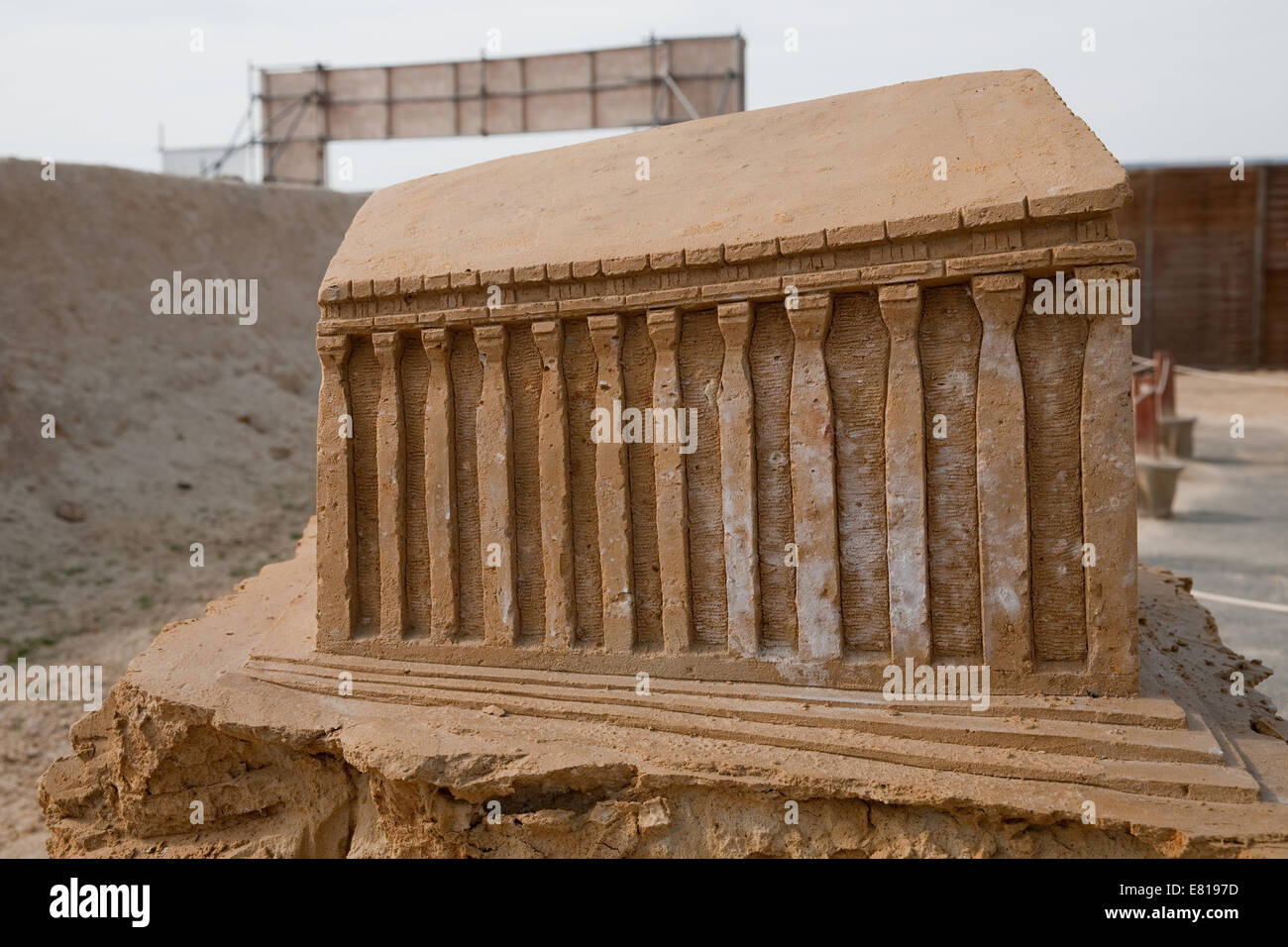 The Parthenon in Greece on display at the Sand Sculpture festival in Brighton Stock Photo