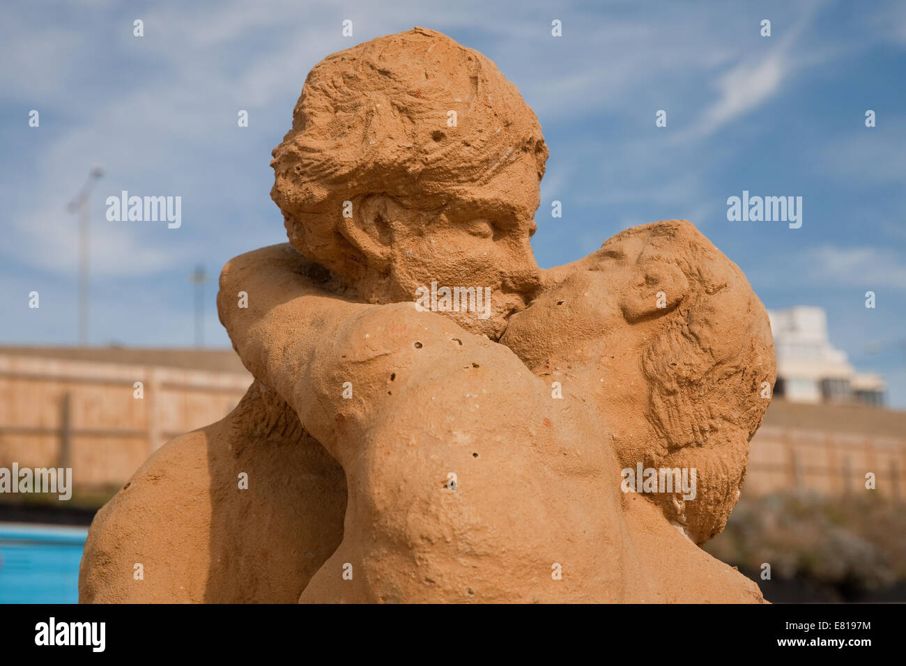 The Rodin Kiss in France on display at the Sand Sculpture festival in Brighton Stock Photo