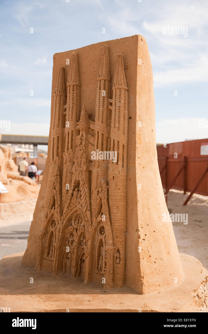 La Sagrada Familia in Spain on display at the Sand Sculpture festival in Brighton Stock Photo