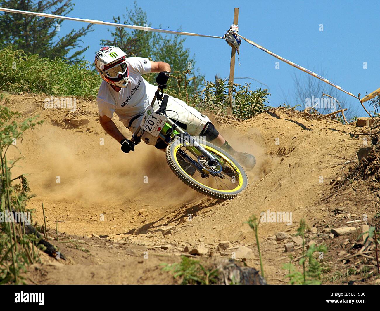 Downhill mountain biker Stock Photo Alamy