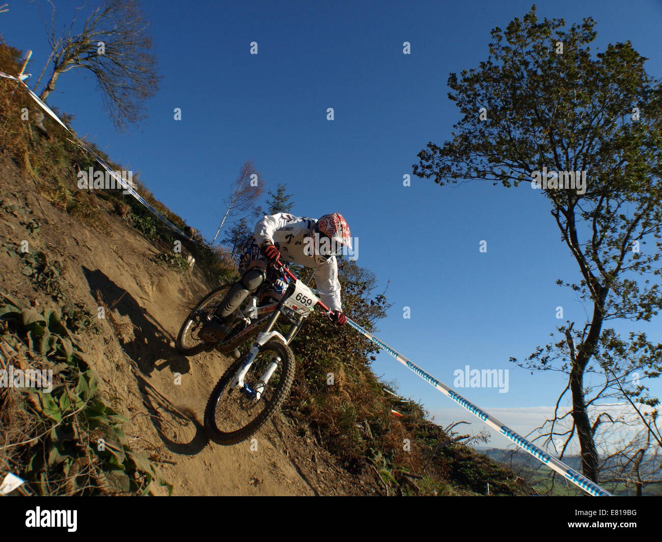 Downhill mountain biker Stock Photo