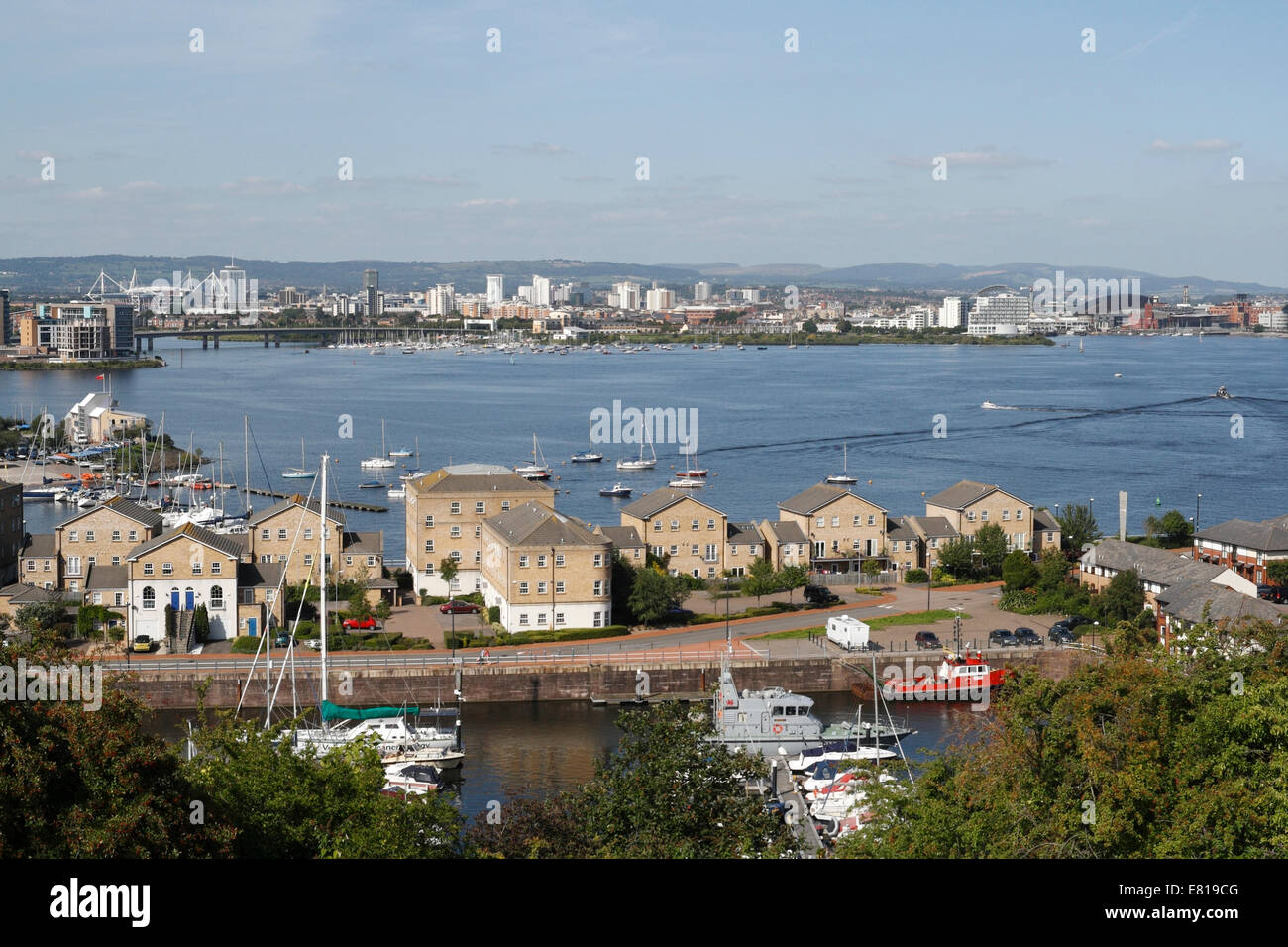 View of Cardiff Bay and Penarth Marina, Wales UK, Scenic cityscape
