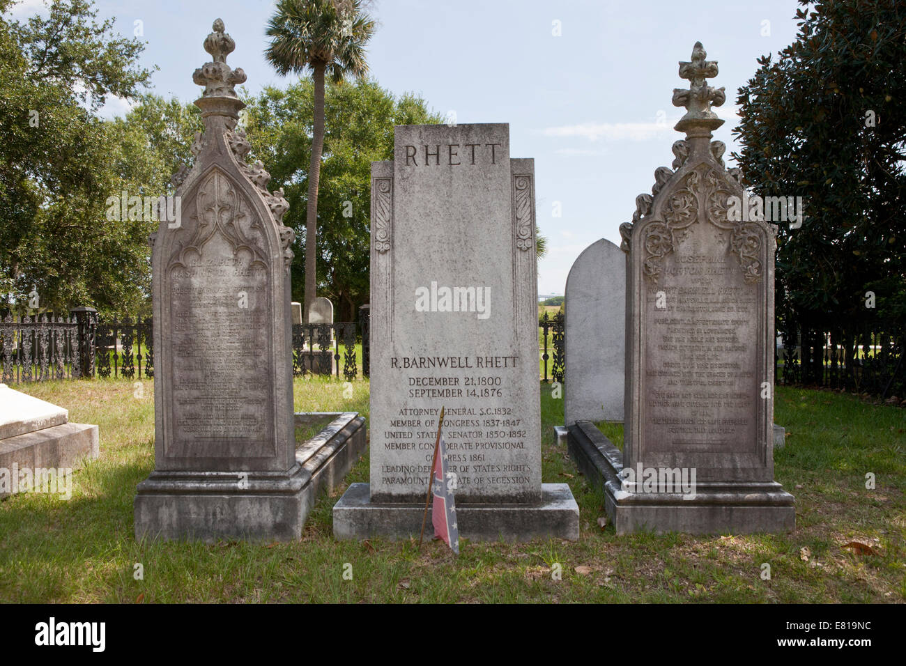Grave of R. Barnwell Rhett, prominent politician of South Carolina and the Confederacy. Stock Photo