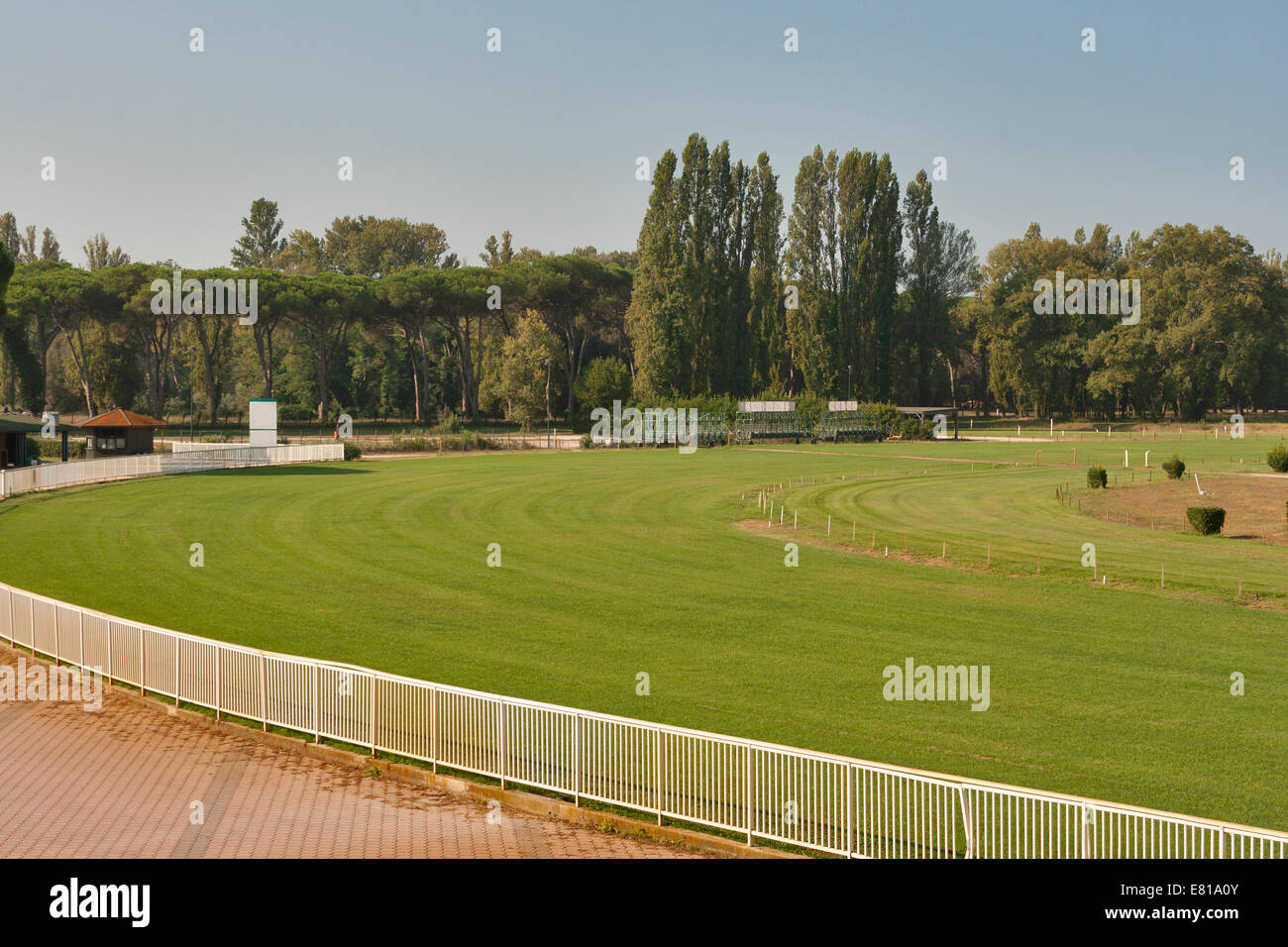 Horse racing track with turf course Stock Photo