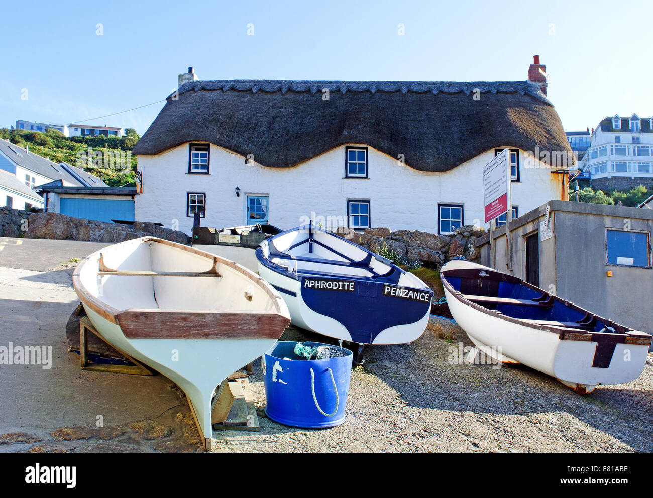 small fishing boats on the slipway at sennen cove in cornwall, uk Stock ...