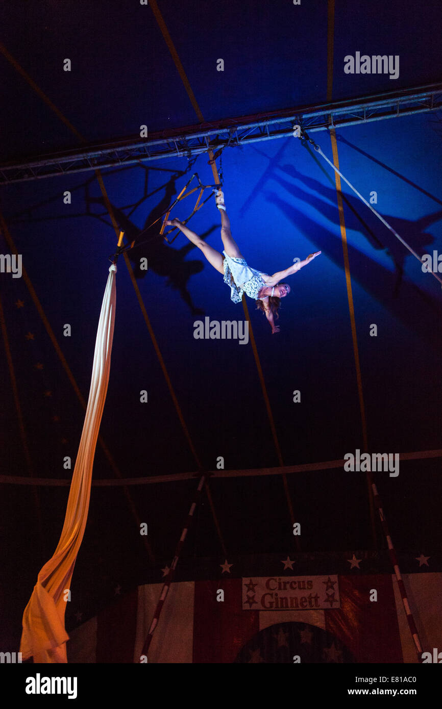 Acrobatic show at Circus Ginnett a traditional family touring circus