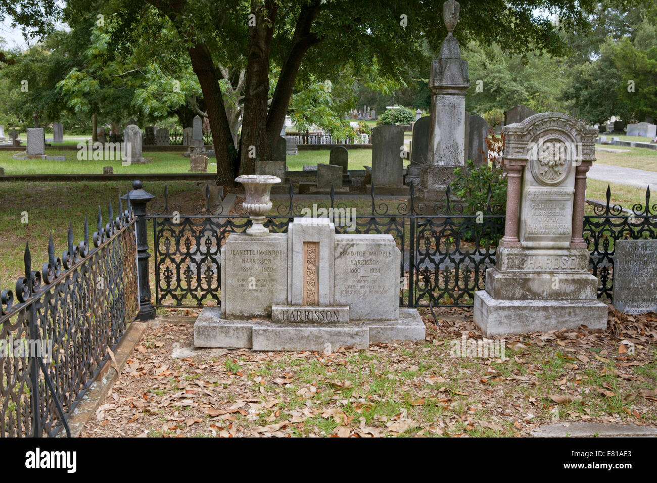 Family plot in Magnolia Cemetery, Charleston, South Carolina Stock